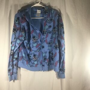 Disney Stitch XL Blue Graphic Zip Up Hoodie Sweatshirt Juniors or Women's